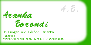 aranka borondi business card